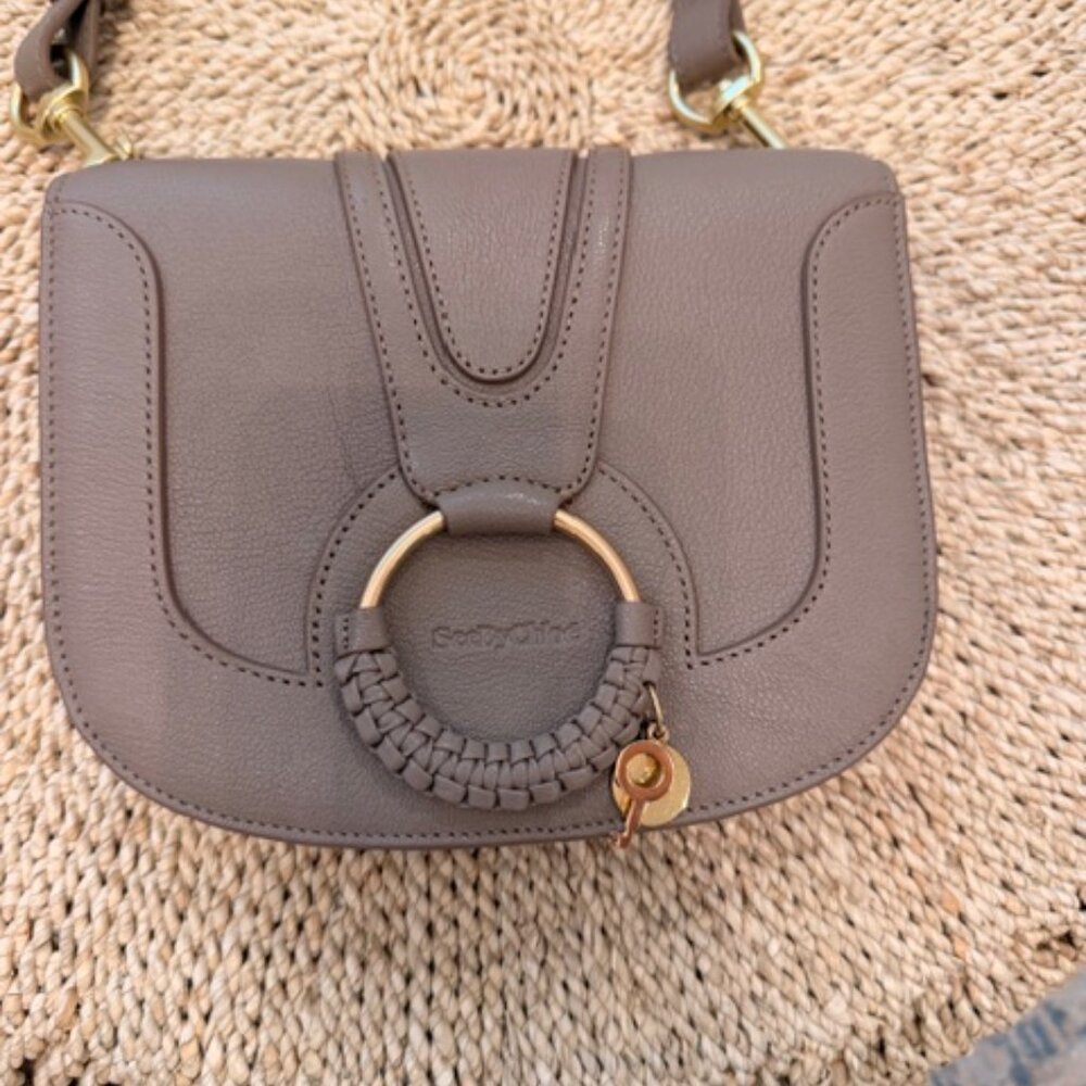 See By Chloe Mini Hana Bag Motty Gray Leather Key Crossbody Flap Messenger Bag - Picture 2 of 10